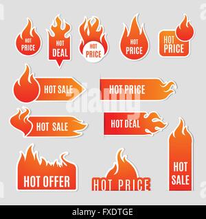 Fire Vendita Appartamento icona impostare Illustrazione Vettoriale