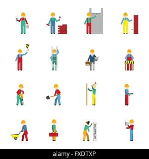 Costruttori Flat icona impostare Illustrazione Vettoriale