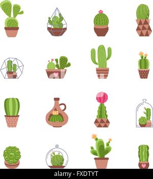 Cactus set di icone Illustrazione Vettoriale