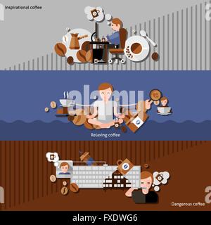 Banner di caffè impostata Illustrazione Vettoriale