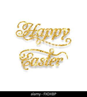 Abstract Golden scritto a mano la frase di Pasqua Illustrazione Vettoriale