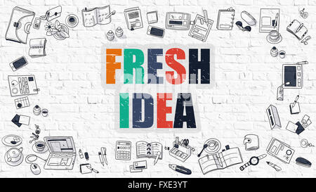 Idea fresca su bianco muro di mattoni. Foto Stock