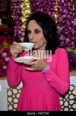 Lesley Joseph al 2015 RHS Chelsea Flower Show presso il Royal Hospital Chelsea a Londra in Inghilterra Foto Stock