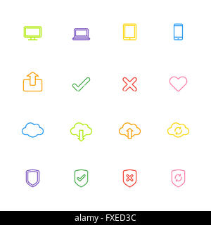 [JPEG] coloratissima linea semplice web icon set per il web, UI ed infografico e le applicazioni per dispositivi mobili Foto Stock