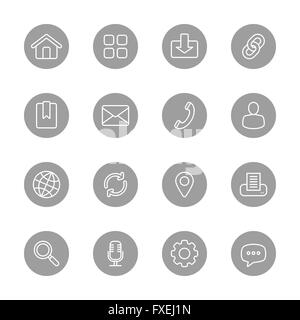 [JPEG] line web icon set sul cerchio grigio per il web, UI ed infografico e le applicazioni per dispositivi mobili Foto Stock