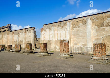 Fila di colonne in rovina, la basilica, Pompei Italia Foto Stock