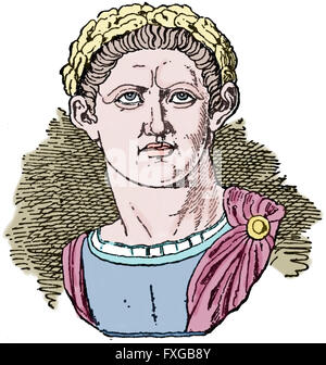 Costantino il Grande (272 AD-337 AD). Imperatore romano da 306-337 d.c. Incisione. Colore. Foto Stock