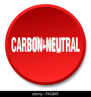 Carbon Neutral Red round flat isolato a pulsante Foto Stock