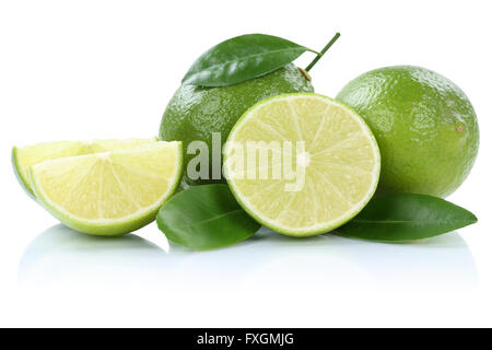 Lime limette frutta isolato su uno sfondo bianco Foto Stock