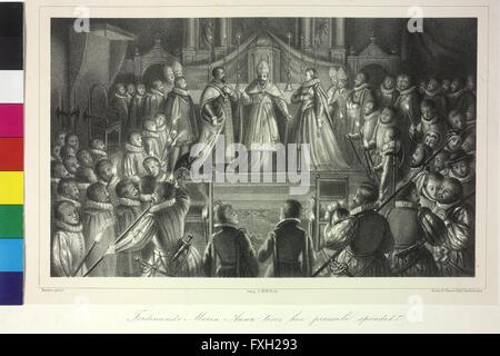 Vermählung von Ferdinando III. mit Infantin Maria Anna von Spanien durch Kardinal Franz von Dietrichstein am 20. Februar 1631 Foto Stock