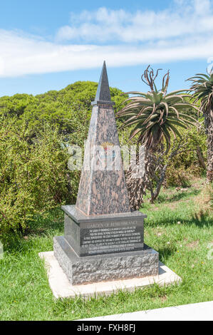 PORT ELIZABETH, SUD AFRICA - 27 febbraio 2016: Memorial presso il Giardino della Rimembranza nella Riserva Donkin Foto Stock