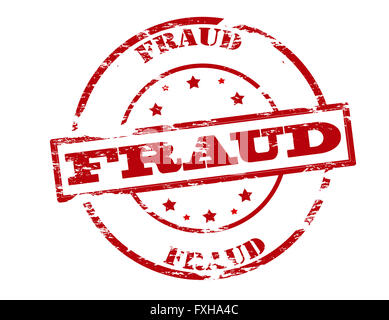 Timbro di gomma con la parola la frode all'interno, illustrazione vettoriale Foto Stock
