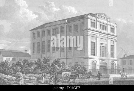 Londra: edifici, Highfield, Camden Road, antica stampa 1829 Foto Stock