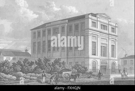 Londra: edifici, Highfield, Camden Road, antica stampa 1829 Foto Stock