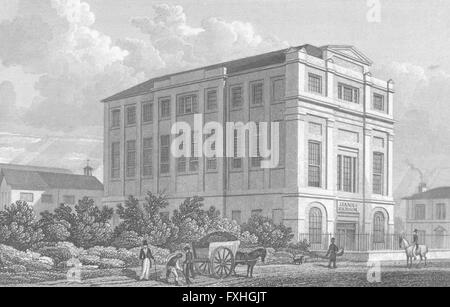 Londra: edifici, Highfield, Camden Road, antica stampa 1829 Foto Stock