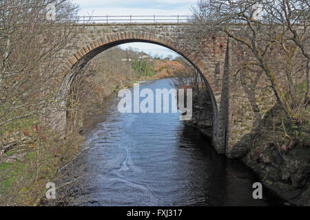 Fiume Brora ponte ferroviario Foto Stock