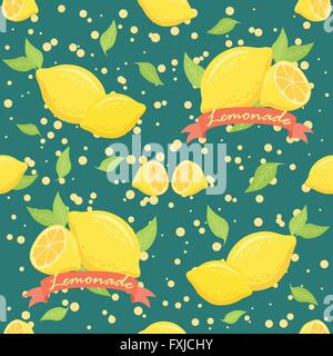 La limonata Seamless Pattern Teal Illustrazione Vettoriale