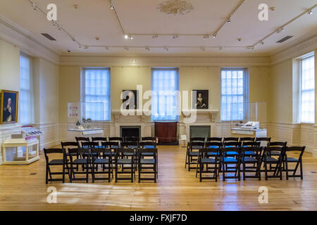 Una sala riunioni nella storica Old state House Museum di Boston, Massachusetts, USA Foto Stock