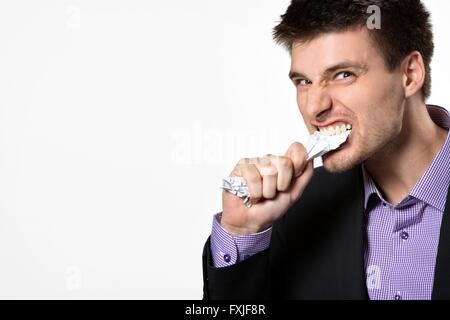 Angry business man. Foto Stock