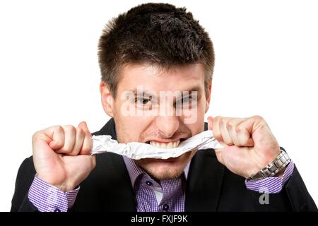 Angry business man. Foto Stock