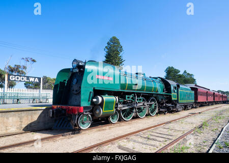 La locomotiva del treno di increspatura a Goolwa stazione ferroviaria, Goolwa, Sud Australia Foto Stock
