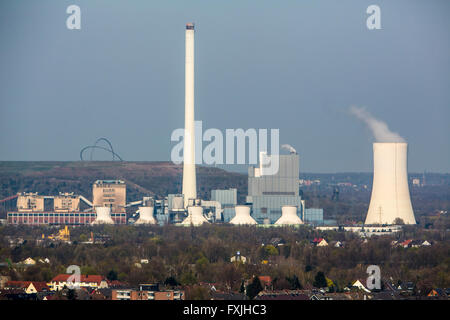 STEAG carbone powered power plant in Herne, Germania, Hoheward mucchio nel retro, Foto Stock