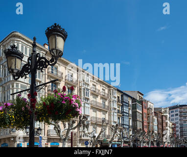 Muro de Cervantes street nel centro di Logroño, La Rioja. Spagna. Foto Stock