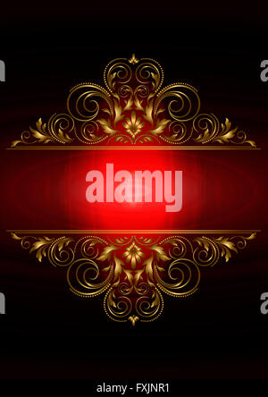 Carta oro con motivo floreale e rosso illuminazione posteriore al centro Foto Stock