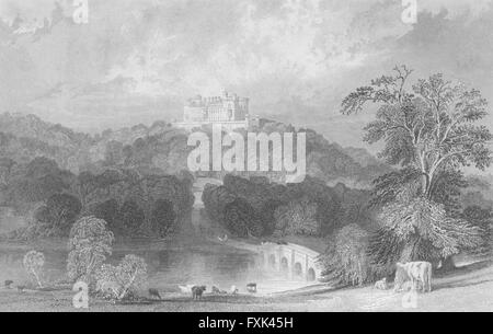 LEICS: Belvoir Castle, Leicestershire: Allom, antica stampa 1836 Foto Stock