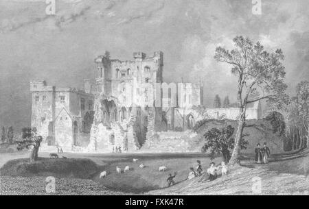 CASTLE ASHBY: Ashby, Zouch Leics: Leics , antica stampa 1836 Foto Stock