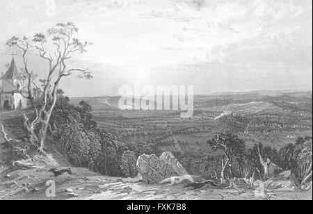 LEICS: Bardon Hill, Leicestershire: Allom, antica stampa 1836 Foto Stock