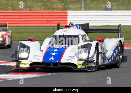 Silverstone, UK. Xvi Apr, 2016. Unione della Le Mans Series, Round 1. Dragonspeed Oreca 05 Nissan LMP2 pilotata da Ben Hanley, Henrik Hedman e Nicolas Lapierre. Credito: Azione Sport Plus/Alamy Live News Foto Stock