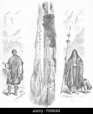 Cile: Chilian minatore; Valparaiso; Araucano, indiana antica stampa c1849 Foto Stock
