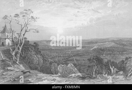 LEICS: Bardon Hill, Leicestershire: Allom, antica stampa 1836 Foto Stock