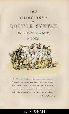 Vintage satirico Illustrazione a colori da Thomas Rowlandson (1756-1827) da "Dr. La sintassi di tre Tour" di William Combe (1741-1823), pubblicato nel 1869 Foto Stock