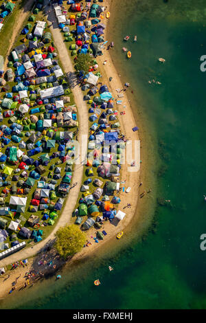 Vista aerea, Blackfoot Beach, Fühlinger Lago, evento estivo sul lago Fühlinger con più di 25.000 spettatori agli stadi, Foto Stock