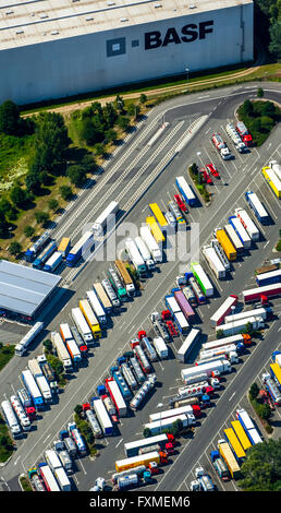 Vista aerea, BASF Ludwigshafen, Baden anilina e fabbriche di soda di Ludwigshafen, impianto chimico, Kombo-Terminal KTL Ludwigshafen, Foto Stock