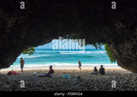 Ciotola verde Beach, Uluwatu, Bali, Indonesia Foto Stock