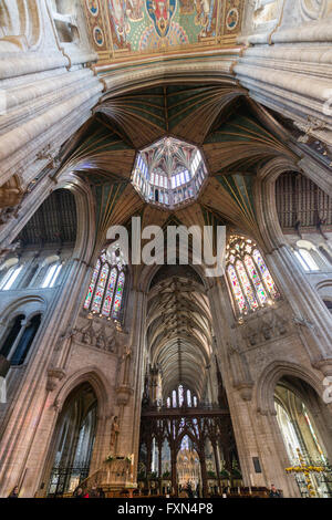 Il rood schermo visto dall' Octagon, Cattedrale di Ely, Cambridgeshire, England, Regno Unito Foto Stock