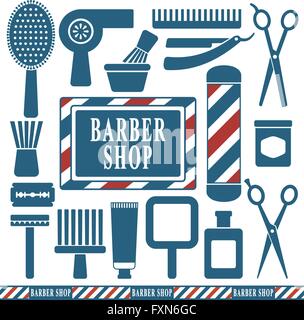 Barbiere e parrucchiere silhouette set di icone 1 Illustrazione Vettoriale