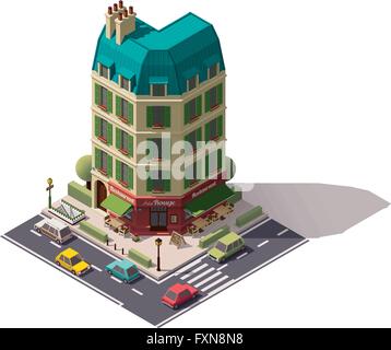 Isometrica del vettore Paris street Illustrazione Vettoriale
