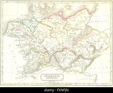 Germania: Germania Antiqua, 1847 Mappa antichi Foto Stock