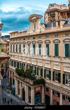 Italia Liguria Genova - Piazza della Meridiana - Rolli Palace - Palazzo Gerolamo Grimaldi sec XVI - Palazzo della Meridiana Foto Stock