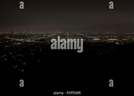 Vista delle luci della città di notte, Los Angeles, California, Stati Uniti d'America Foto Stock