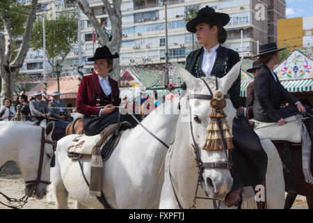 Feria de abril de Sevilla, fiera di aprile a Siviglia, in Andalusia, Spagna Foto Stock