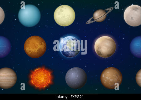 Sistema solare pianeti Seamless Foto Stock