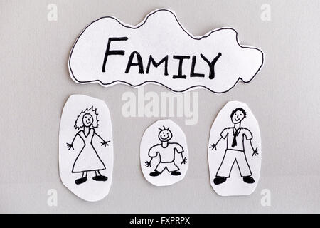 Felice famiglia di carta. Concetto di immagine. Close up. Foto Stock