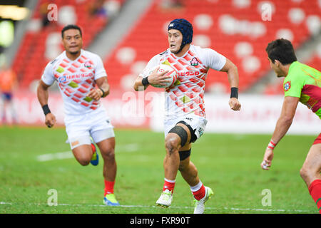 Singapore. Xvii Apr, 2016. Masakatsu Hikosaka (JPN), 17 aprile 2016 - Rugby : HSBC Sevens World Series, Singapore Sevens match in Giappone e in Portogallo il National Stadium di Singapore. © Haruhiko Otsuka/AFLO/Alamy Live News Foto Stock