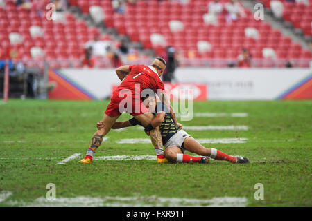 Singapore. Xvii Apr, 2016. Teruya Goto (JPN), 17 aprile 2016 - Rugby : HSBC Sevens World Series, Singapore Sevens corrisponde il Giappone e la Russia al National Stadium di Singapore. © Haruhiko Otsuka/AFLO/Alamy Live News Foto Stock