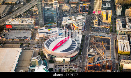 Vista aerea, sala eventi Staples Center di Los Angeles in Los Angeles in Los Angeles County, California, Stati Uniti d'America, Stati Uniti d'America, Foto Stock